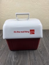 Vintage Original Coca Cola Hard sided Cooler w well fitting lid, folding handle picture