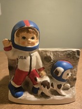 Vintage 1962 Napco American Astronaut Boy & Astronaut Puppy Dog Planter 🇺🇸 USA picture