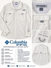 Columbia PFG Omni-Shade Omni-Wick Vented Pocket Shirt Men’s L White LS picture