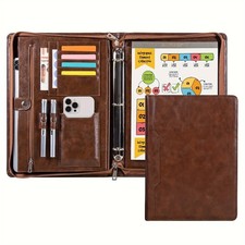 Leather Zippered Padfolio Binder - 3-Ring Business Portfolio Organizer picture
