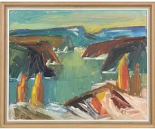 Vintage Swedish Oil Painting Abstract Landscape picture