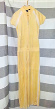 Y2K J.Lo by Jennifer Lopez Yellow/White Velour Zip Drawstring Jumpsuit L picture
