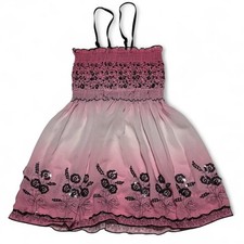 Dreamy Vintage Y2K Sequin Flower Smocked Shirring Babydoll Gradient Fairy Top picture