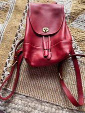Vintage Coach Burgundy Backpack Turn Lock Closure Gold Hardware Solid 9622 picture