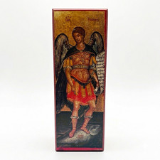 Archangel Raphael Wooden Icon Plaque St Isaac of Syria Skete Boscobel WI 8.25x3