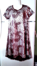 NEW WOMEN'S LULAROE CARLY ELEGANT DARK RED SILVER FOIL HI LO DRESS SIZE L NWT picture