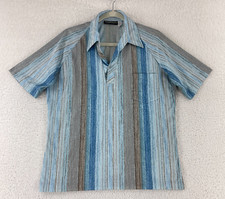 Vintage Robinson's Southern California Shirt Mens L Blue Stripe Split Neck picture