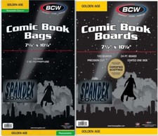 200 BCW Golden 2-Mil Poly Acid Free Resealable Comic Bags & Backing Boards picture