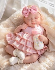 Reborn Baby Dolls, 20'' Realistic Sleeping Newborn Girl in Pink Dress...... picture