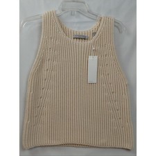 Vince Sleeveless Chunky Cable Knit Tank Size Large Cream NWT picture