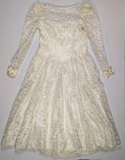 1980’s Alfred Angelo Wedding Dress Lace Backless Vintage Bows Women's Size L/XL  picture