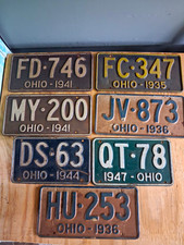 Lot 7 Antique Ohio License Plates 1935 1936 1941 1944 1947 Original Vintage picture