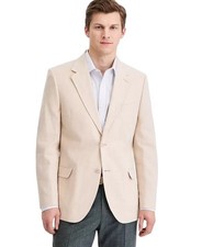 Nautica Men's Modern-Fit Herringbone Cotton & Linen Blazer Sport Coat 42 L Tan picture