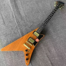 Fan shape Yellow Solid Electric Guitar Stainless Fret HH Pickup Gold Hardware picture