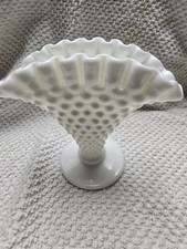 Vintage Fenton Ruffled Hobnail Milk Glass 4