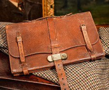 Author Provenance Antique British Antique Leather Briefcase Attache Prop Decor picture