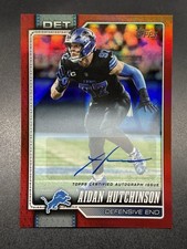 2026 Topps Flagship #69 Aidan Hutchinson Auto RED Holo #d 2/5 Detroit Lions Rare picture