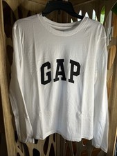 GAP Long Sleeve T-Shirt Cotton White Black Letters NWOT picture