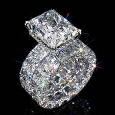 8.4Ct Radiant Cut VVS1/D Lab Created White Sapphire Eternity Wedding Ring Set picture