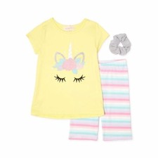 Btween Girls Unicorn Graphic Tee and Tie Dye Bike Shorts With Matching Scrunchie picture