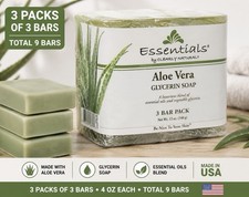 Clearly Natural Aloe Vera Glycerin Soap 9 Bars (3 Packs of 3) 4 oz Each USA picture