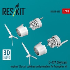 Reskit RSU48-0662 1:48 C-47A Skytrain engines (2 pcs), cowlings and propellers picture