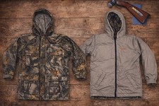 10X Youth Reversible Camo Hunting Jacket Gray Hooded Winter Deer Coat Sz 8/10 picture