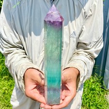 2.55LB Natural Fluorite Crystal Column Magic Wand Obelisk Point Earth Healing picture