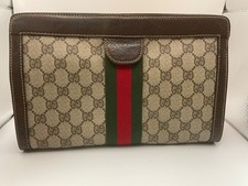 Gucci Sherry line PVC Clutch Bag Brown　Authentic picture