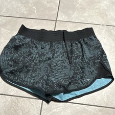 Danskin Now Women's Black/Blue Polka Dot Running Shorts Drawstring Lined XL picture