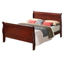 Noble House Classic Wood Sleigh Full Bed Frame Classic Curved Design, Cherry picture