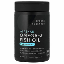 Sports Research Alaskan Omega-3 Fish Oil Triple Strength 90 Softgels Wild Caught picture