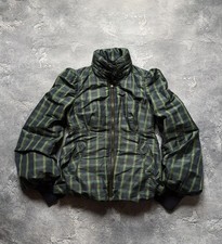 Vintage Moschino Jeans Y2K Plaid Check Balloon Sleeve Puffer Jacket Womens Sz 42 picture