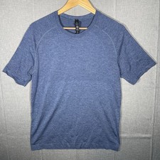 Lululemon Metal Vent Tech Shirt Mens Medium Blue Short Sleeve Athleisure Stretch picture