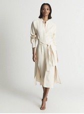 NEW REISS DARCY BELTED MIDI SHIRT DRESS in NATURAL IVORY Size US 2 UK 6 XS picture