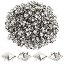 SBYURE 600 Pcs 10mm Silver Studs for Clothing Four-jaw Square Punk picture