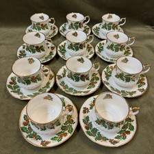 Rosina Queens Yuletide Bone China Tea Cup & Saucer Holly Berries - 11 Available picture