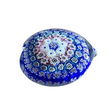 VTG Italian Murano Millefiori Heart Paperweight, Red White & Blue - Lg 3.5 inch picture