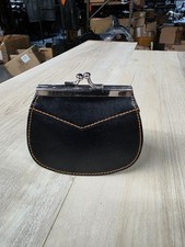 Classic Black Leather Kiss Lock Coin Purse – Vintage Frame Mini Wallet picture