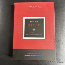 NKJV, Large Print Thinline Reference Bible, Blue Letter, Maclaren Series, Lea... picture