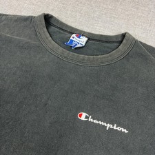 Vintage Champion Shirt Mens Large Black Crewneck Embroidered Tee Single Stitch picture