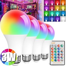 4 Pack E26 LED Light Bulbs RGB Color Changing 3W A19 Cool White Bulb with Remote picture