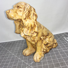 Vintage 12x11x6 CONCRETE COCKER SPANIEL DOG STATUE beige chipped damage beige picture