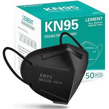 LEMENT 50pcs KN95 Face Mask Black 5 Layer Cup Dust Safety Masks Filter Efficienc picture