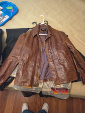 Vintage DP Leather Jacket – Brown Leather – Distressed Western/Rugged Style picture
