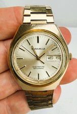 Vintage Caravelle Electrotime Set-O-Matic Watch N8 1978 Day Date Gold Tone Runs picture