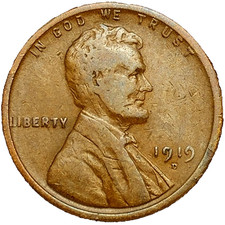 🔥 1919 D Lincoln Wheat Cent Good - Very Good (G-VG) Condition Copper Penny 1c picture