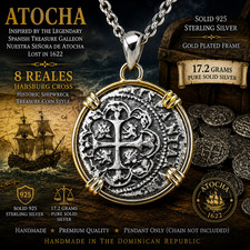 Atocha Style Habsburg Shipwreck 8 Reales Coin Pendant 17.2g 925 Silver picture