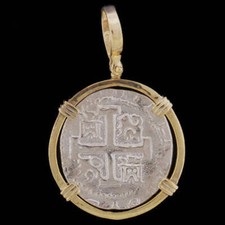 Atocha Sunken Treasure Jewelry - 8 Reale Oval Silver Coin Pendant picture