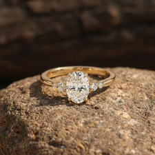 4.10CT Oval E/VS Lab Grown Diamond Solitaire Engagement Ring 14k Yellow Gold picture